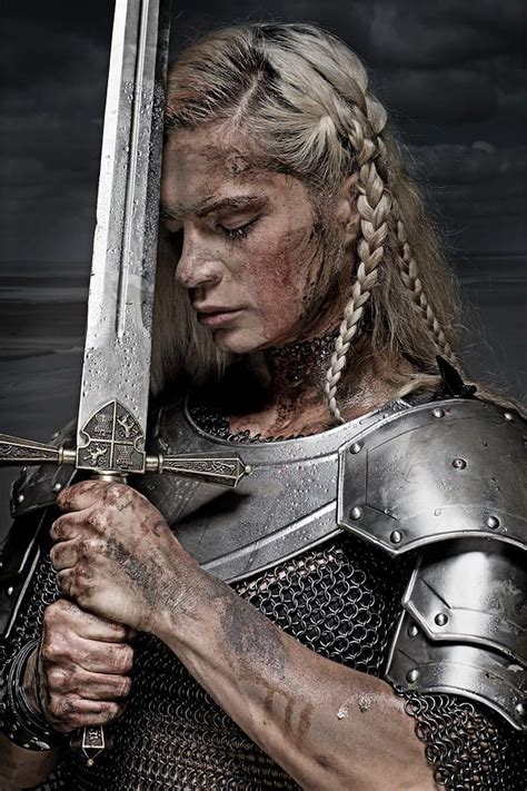 beautiful blonde sword wielding viking warrior female by lorado fantasy warrior fotos de