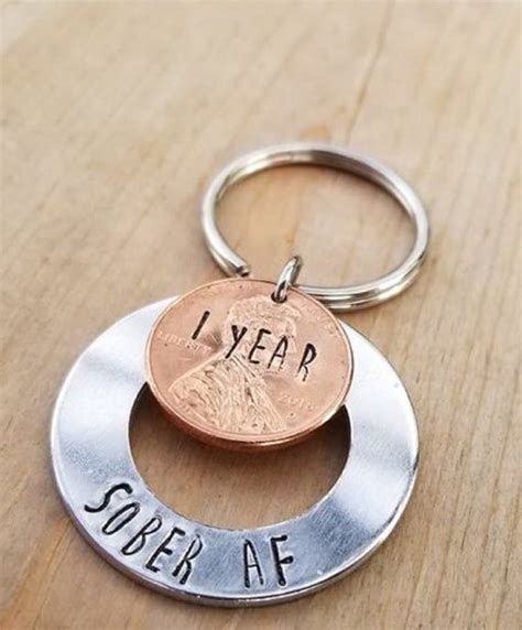 Sober Af Keychain 1 Year Sobriety T Recovery T 1 Year Etsy