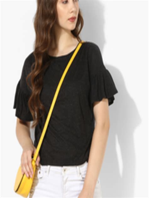 Buy Black Solid Blouse Tops For Women 7685860 Myntra