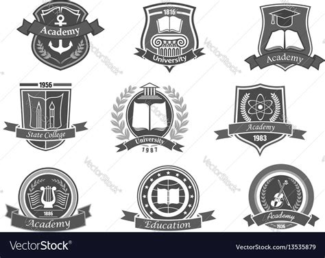 College Or University Icons Emblems Set Royalty Free Vector