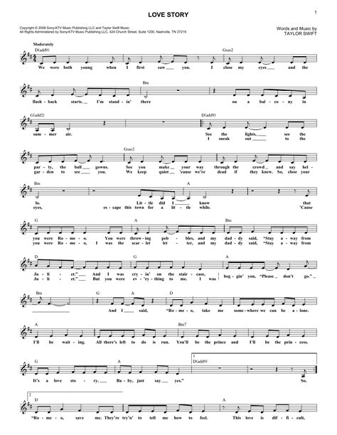 Taylor Swift Love Story Sheet Music Notes Chords Download Printable