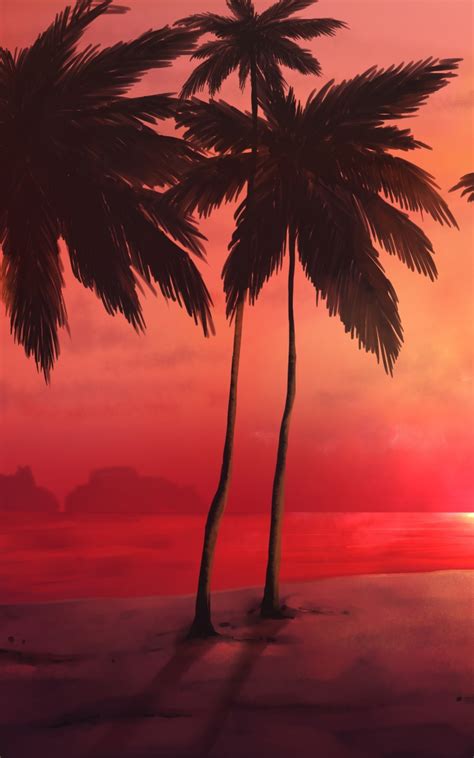 Download Wallpaper 800x1280 Sunset Tropical Beach Relaxed Adorable