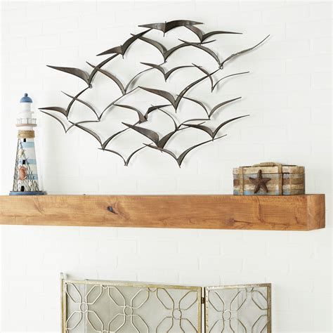 Decmode Indoor Black Iron Birds Wall Decor Set Of 1