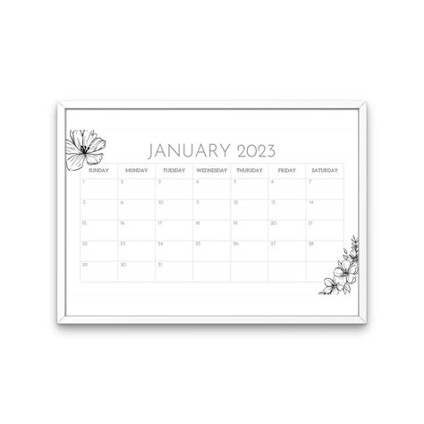 2023 Minimalist Calendar Printable Calendar Calendar Printable 2023 Etsy