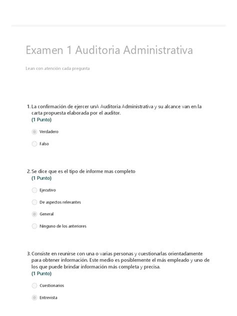 Examen 1 Auditoria Administrativa Pdf