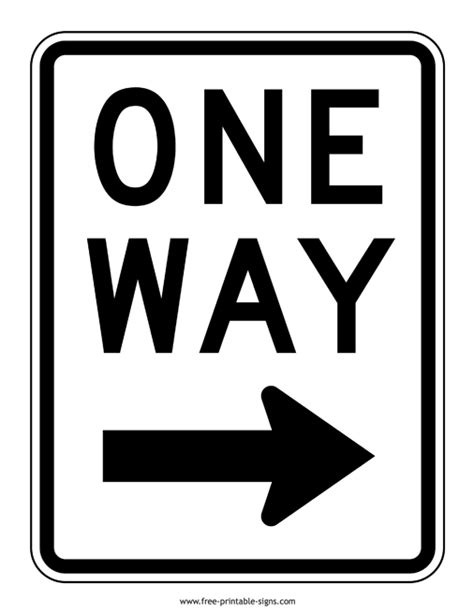 Printable One Way Sign