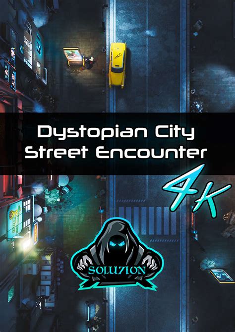 Dystopian City Street Encounter 4k Cyberpunk Animated Battle Map