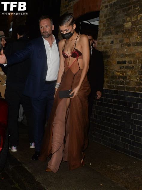 zendaya looks hot in a gown with racy sheer panels at chiltern firehouse in london 46 photos