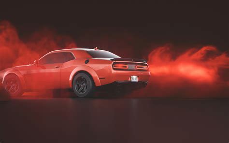 3840x2400 Red Dodge Challenger Demon Srt Rear 4k Hd 4k Wallpapers