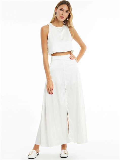 Sexy White Two Piece Suit Short Dress Women Loose Slip O Neck Club