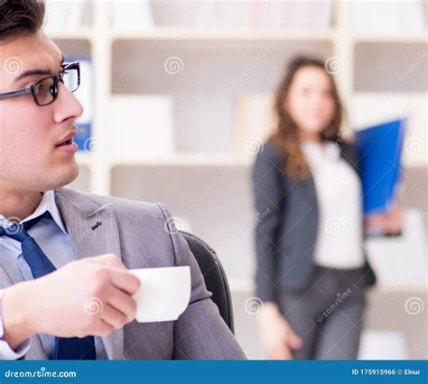 Angry Boss Unhappy With Female Employee Performance Stock Photo Image