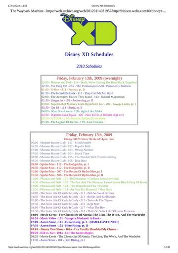 Disney Xd 2009 Schedules Feb 13 Dec 31 Free Download Borrow And Streaming Internet Archive