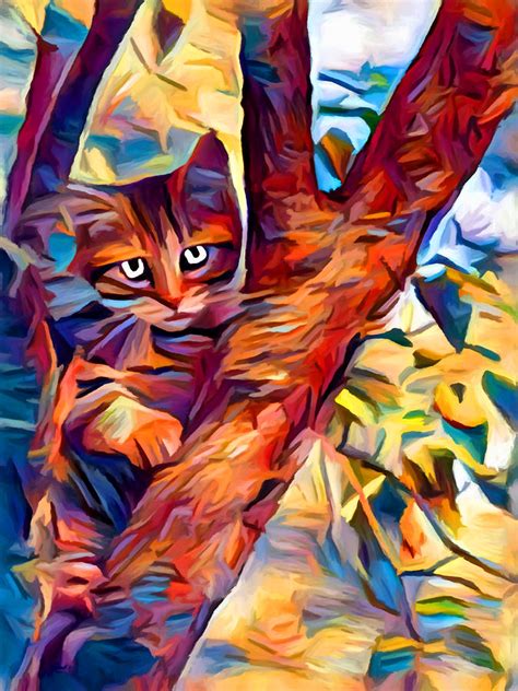 Cat In Tree Painting By Chris Butler Fine Art America