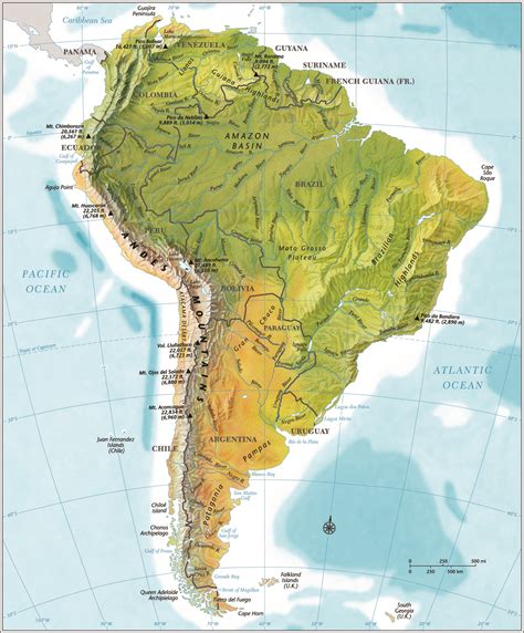 South America Map Mountain Ranges Map Of World