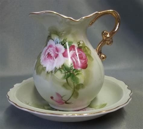 Lefton China Hand Painted Mini Pitcher And Bowl
