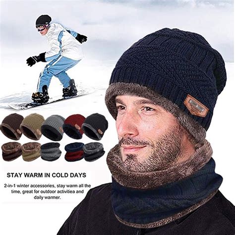 Fashion Accessories Scarf Men Warm Beanie Winter Thicken Hat And Scarf
