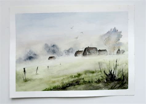 Fog Wall Decor Watercolor Painting Etsy