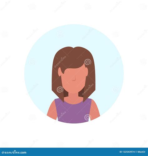 Brown Hair Woman Avatar Isolated Faceless Female Cartoon Character