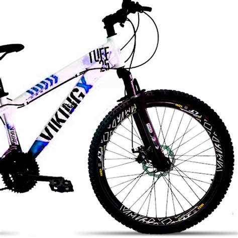 Bicicleta Vikingx Tuff Aro Freio A Disco Branco E Azul R