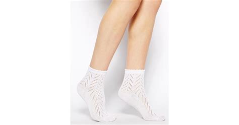 Asos Plain Pelerine Ankle Socks In White Lyst