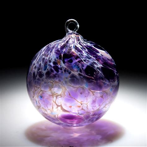 Hand Blown Glass Ornament Purple White Powder Suncatcher Etsy Art Glass Ornaments Hand
