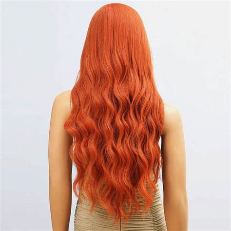 copper red wig long wavy synthetic wigs for women ginger high etsy