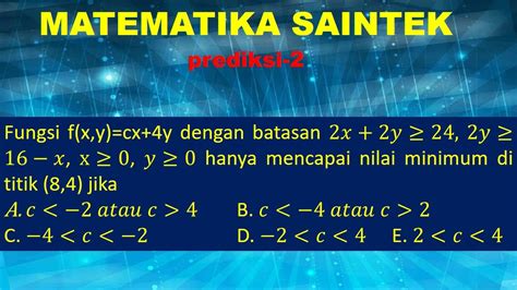 Matematika Saintek Utbk Sbmptn Prediksi Program Linier Dan Integral