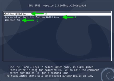 Change The Grub Boot Order In Debian Linux