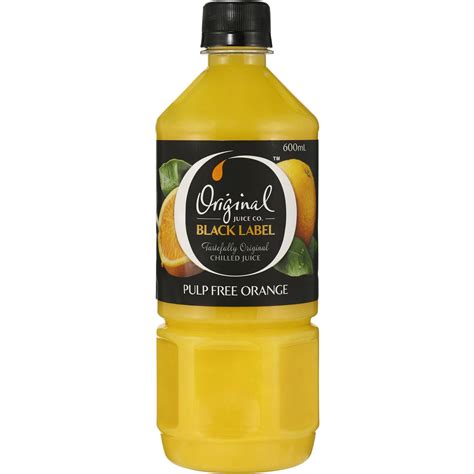Original Juice Co Black Label Orange Juice Pulp Free 600ml Woolworths