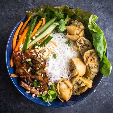 Vietnamese Noodle Bowls Bun Thit Nuong Cha Gio Recipe Vietnamese