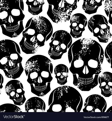 Black Skulls Seamless Pattern Royalty Free Vector Image