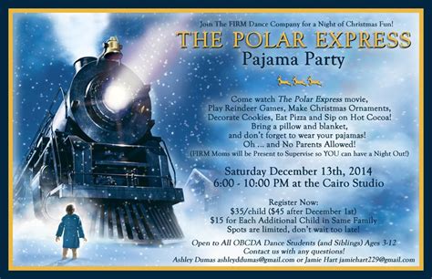 Polar Express Pajama Party Invitation Polar Express Party Polar