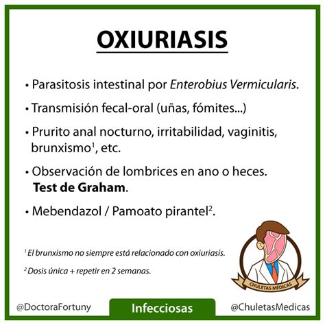 Parasitosis intestinales Oxiuriasis Chuletas Médicas