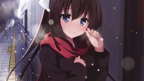 Download 1366x768 Wallpaper Cute Blue Eyes Anime Girl Winter Tablet