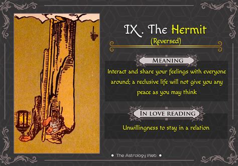 Detailed tarot card meaning for the hermit including upright and reversed card meanings. The Hermit Tarot:Meaning In Upright, Reversed, Love ...