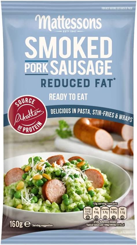 Mattessons Smoked Pork Sausage Reduced Fat 160g Uk Grocery