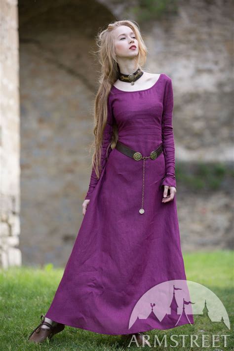 original natural flax linen medieval style dress for sale available in green flax linen blue
