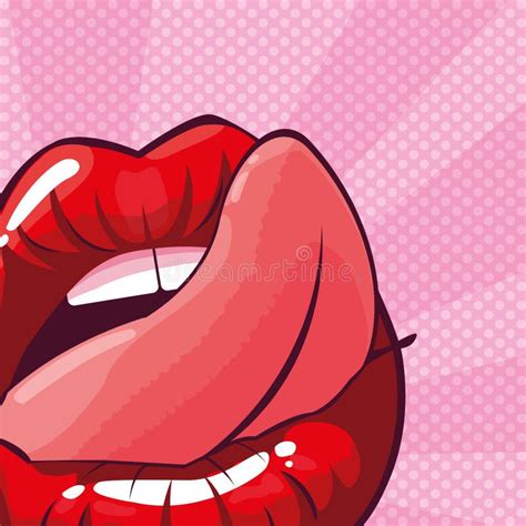 Woman Mouth With Tongue Out Pop Art Style Stock Vector Illustration