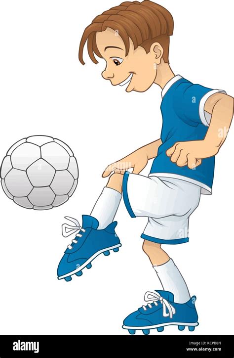 Vector Illustration Of A Boy Playing Football Soccer Stock Vector