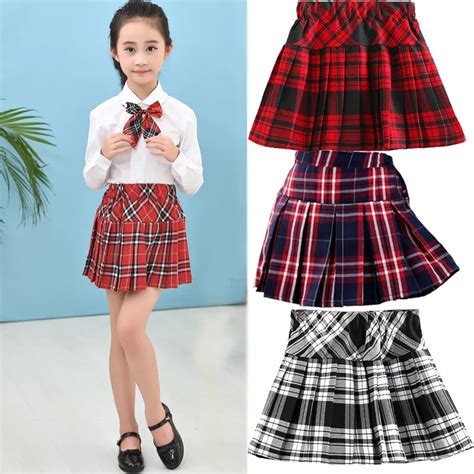 Kids Plaid Short Skirt For Girls School Childrens College Style Girls
