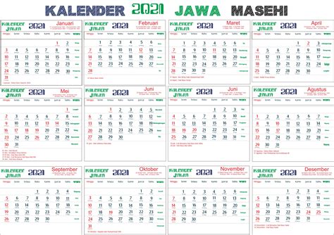 Kalender Tahun 2021 Bulan Januari