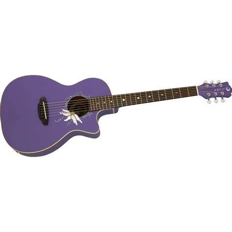 Luna Guitars Luna Passionflower Cutaway Acoustic Electric Guitar Purple