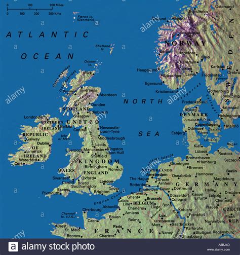 Map Maps United Kingdom England Ireland Norway Denmark Germany Stock
