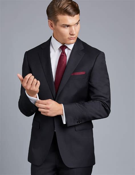Mens Black Twill Classic Fit Suit Hawes And Curtis