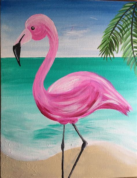 How to paint a simple palm tree and ocean scene with beautiful clouds. How To Paint A Flamingo | Pintura de lienzo, Lienzos ...