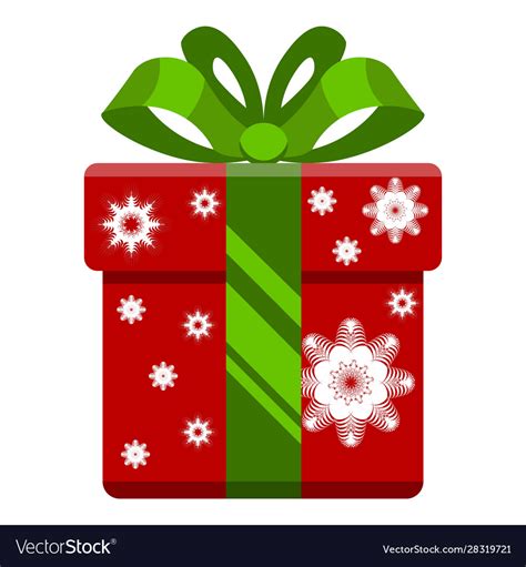 Small Red Christmas T Box With Green Holiday Vector Image