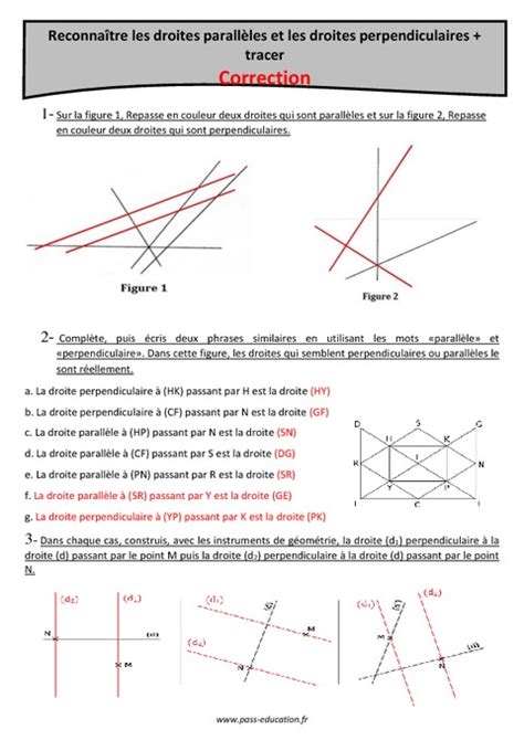 Droites Parallèles Et Perpendiculaires Cm2 Exercices à Imprimer