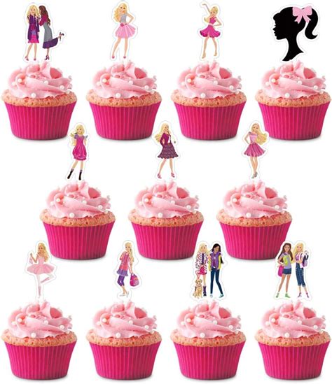 toppers for barbie cupcake toppers happy birthday cake toppers party supplies favor cake