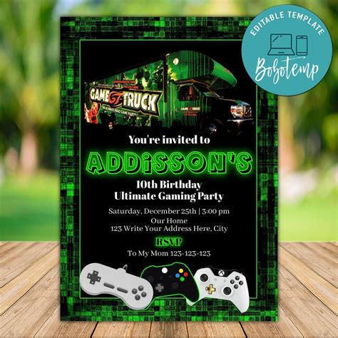 Get behind the wheel of a cool monster truck or save lives driving a fire truck in one of these cool online games. Editable Video Game Truck Birthday Invitation Instant ...