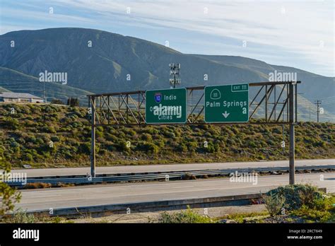 Green freeway signs on Interstate 10 I-10 for Other Desert Cities